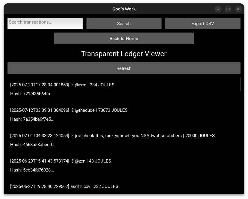 Task Transparent Ledger View